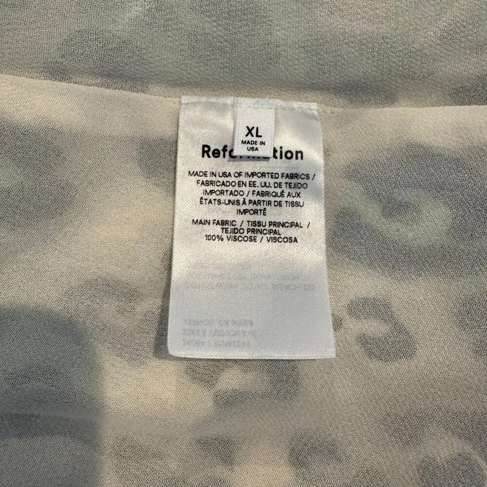 Reformation Melba Wrap Dress NWT Snow Leopard XL Long Sleeve Midi Quiet Luxury